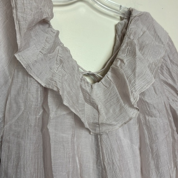 H&M Soft Lilac Voluminous Puff Sleeve Ruffle Neck Short Dress - Picture 11 of 16